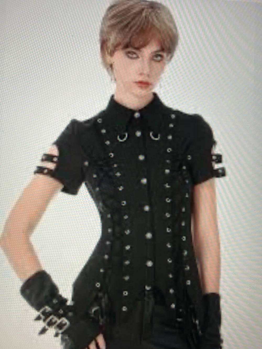 DARK in LOVE ruptured lace up shirt NWT